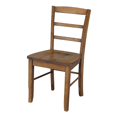 International Concepts Set of 2 Madrid Ladderback Chairs, Pecan C59-2P